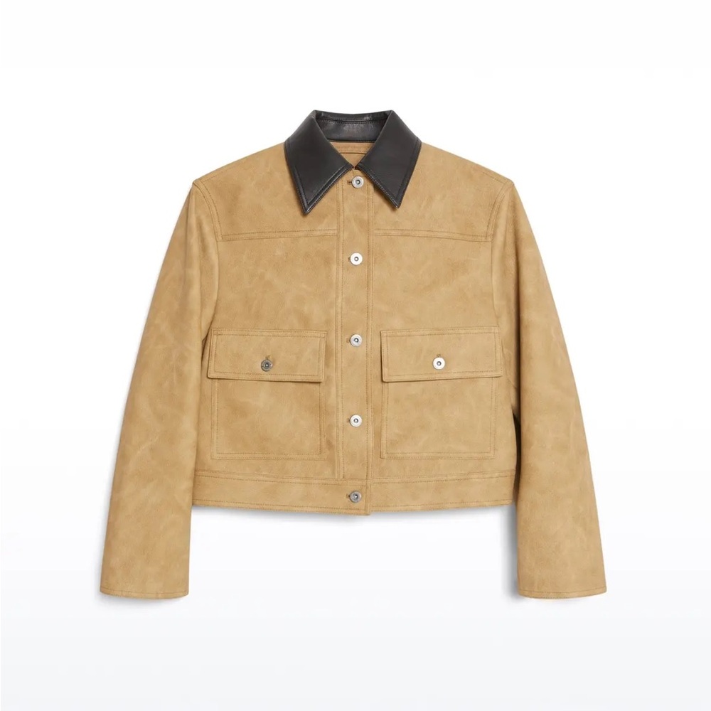 NWT Stand Studio Esther Jacket Free People Collared Faux Leather Trucker - Picture 2 of 9